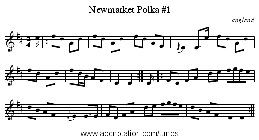 Newmarket Polka #1 - staff notation