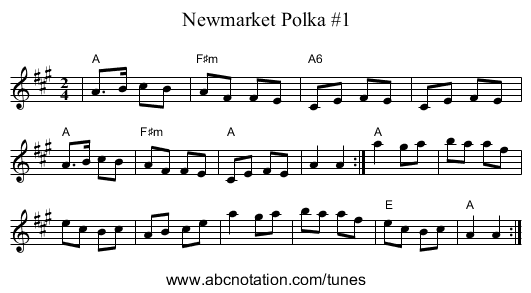 Newmarket Polka #1 - staff notation