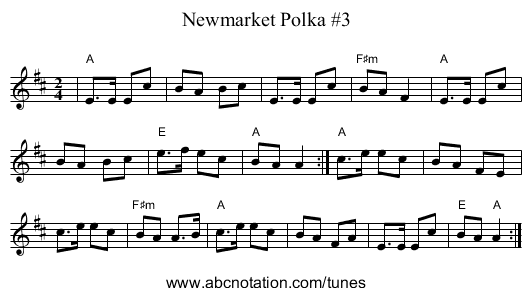 Newmarket Polka #3 - staff notation