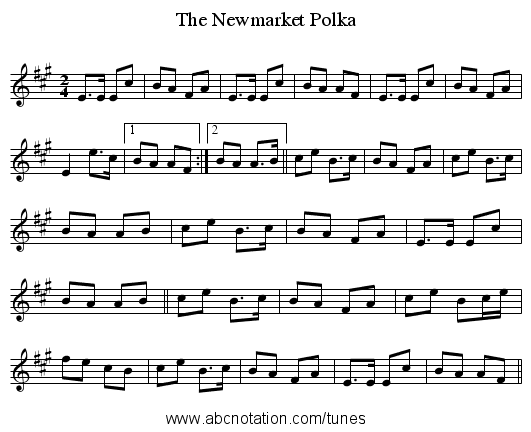 Newmarket Polka, The - staff notation