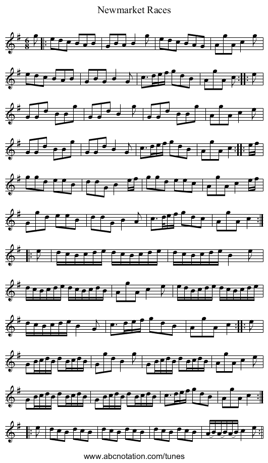 Newmarket Races - staff notation