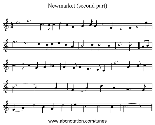 Newmarket (second part) - staff notation