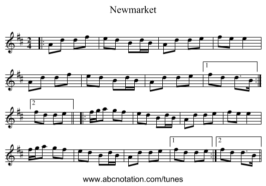 Newmarket - staff notation