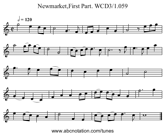 Newmarket,First Part. WCD3/1.059 - staff notation