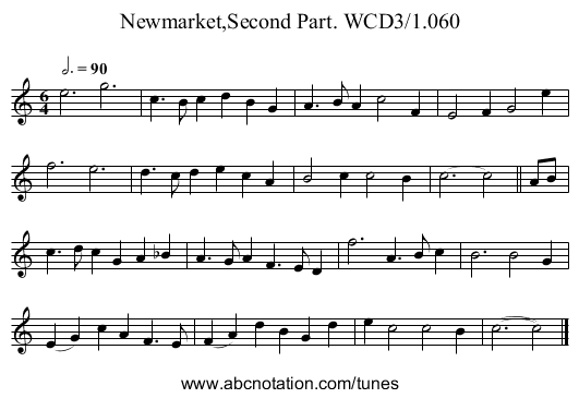 Newmarket,Second Part. WCD3/1.060 - staff notation