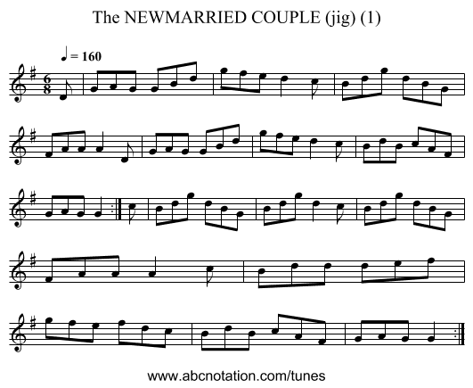 NEWMARRIED COUPLE (jig) (1), The - staff notation