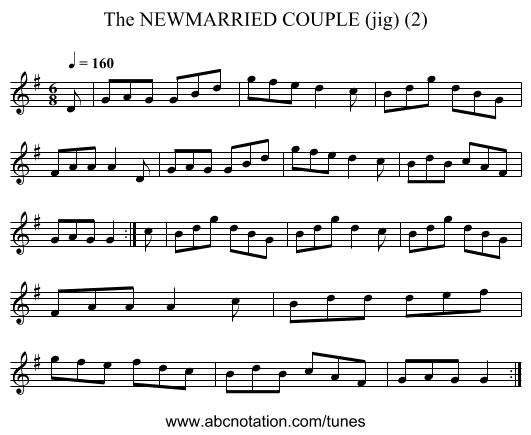 NEWMARRIED COUPLE (jig) (2), The - staff notation