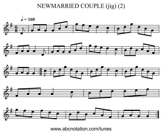 NEWMARRIED COUPLE (jig) (2) - staff notation