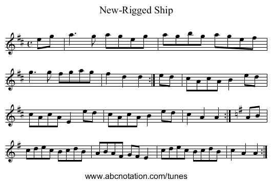 New-Rigged Ship - staff notation
