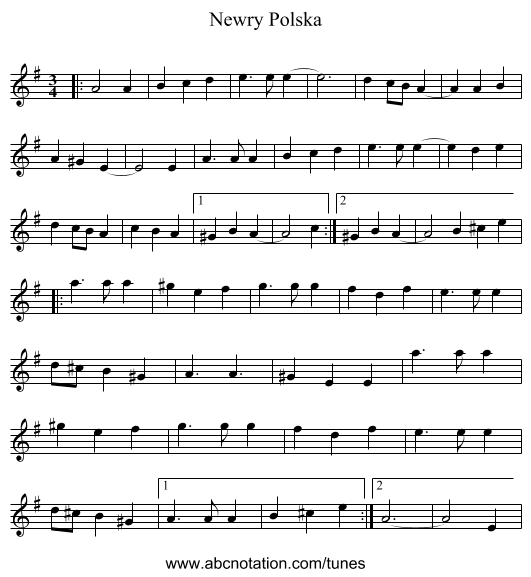Newry Polska - staff notation