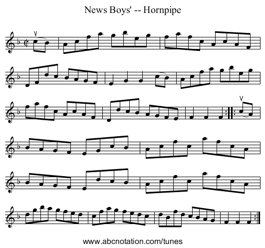 News Boys' -- Hornpipe - staff notation