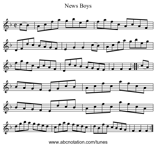News Boys - staff notation