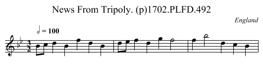 News From Tripoly. (p)1702.PLFD.492 - staff notation