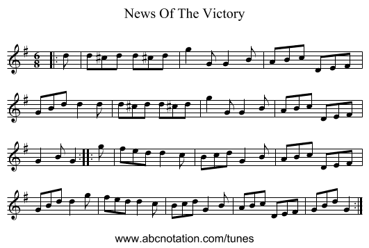 News Of The Victory - staff notation