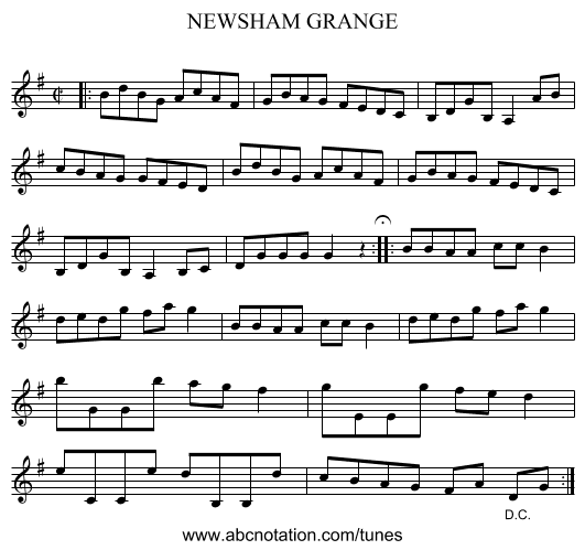NEWSHAM GRANGE - staff notation