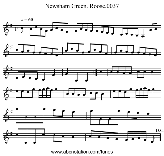 Newsham Green. Roose.0037 - staff notation