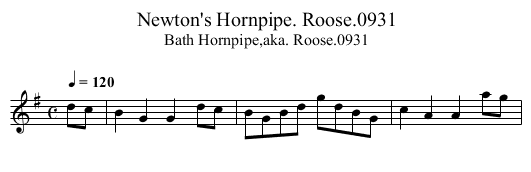 Newton's Hornpipe. Roose.0931 - staff notation