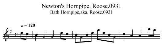 Newton's Hornpipe. Roose.0931 - staff notation