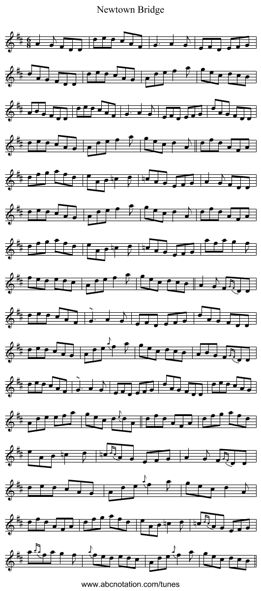 Newtown Bridge - staff notation