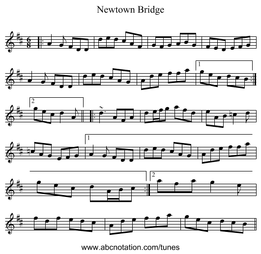 Newtown Bridge - staff notation