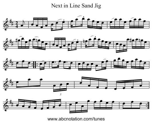 Next in Line Sand Jig - staff notation