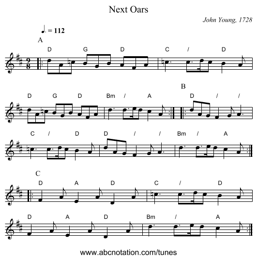 Next Oars - staff notation
