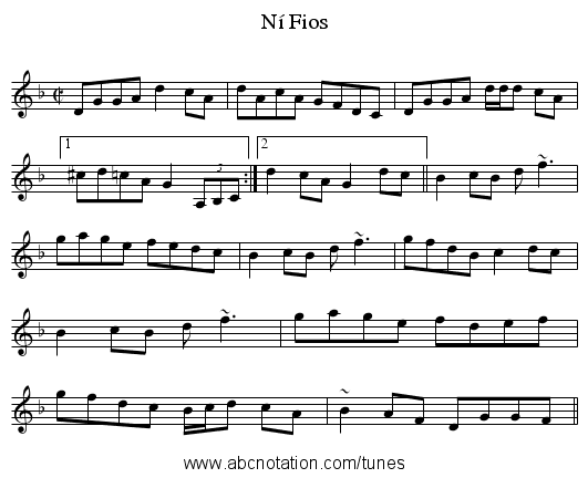 Ní Fios - staff notation
