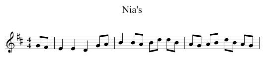 Nia's - staff notation