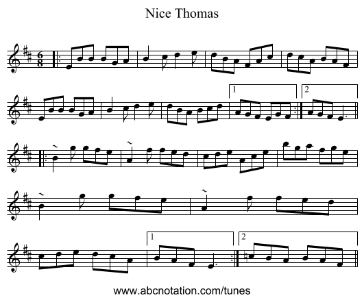 Nice Thomas - staff notation