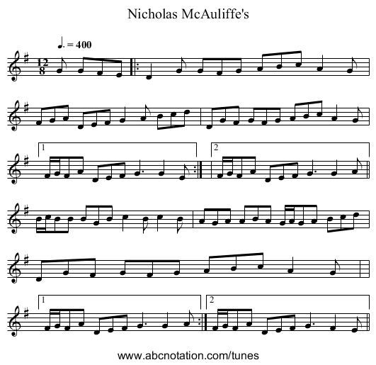 Nicholas McAuliffe's - staff notation