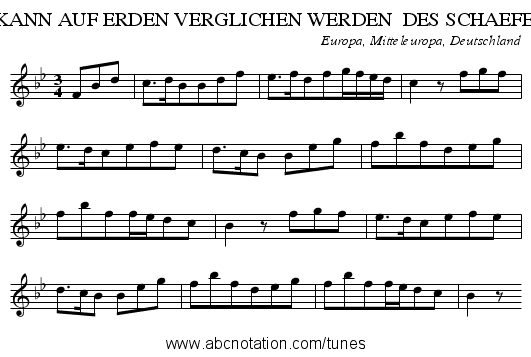 NICHTS KANN AUF ERDEN VERGLICHEN WERDEN DES SCHAEFERS LUST - staff notation