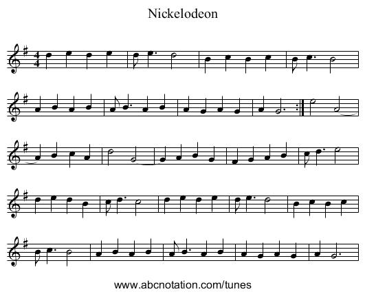 Nickelodeon - staff notation