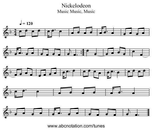 Nickelodeon - staff notation