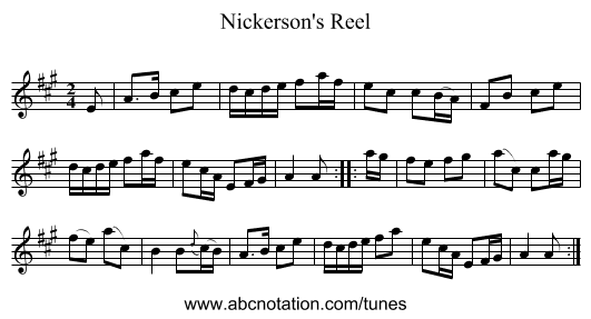 Nickerson's Reel - staff notation