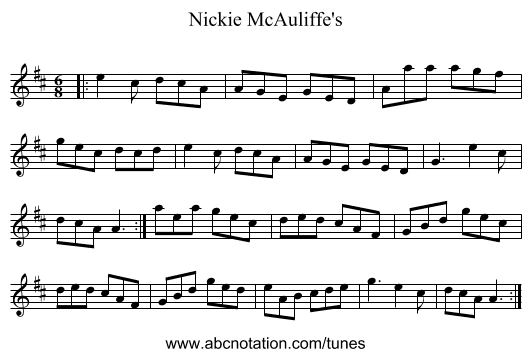 Nickie McAuliffe's - staff notation