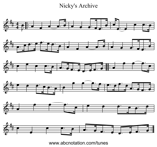 Nicky's Archive - staff notation