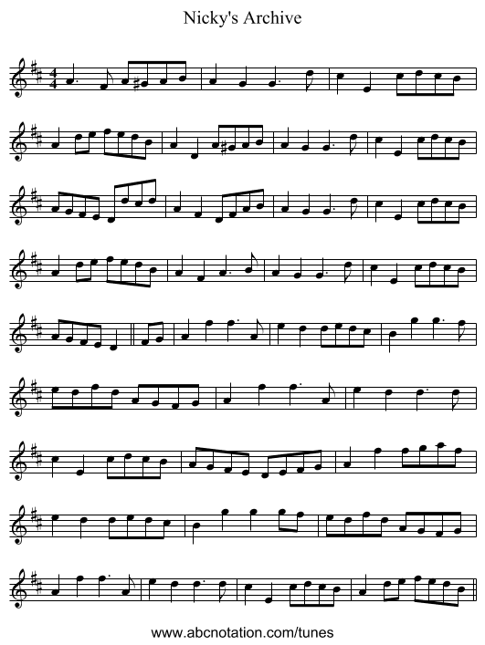 Nicky's Archive - staff notation