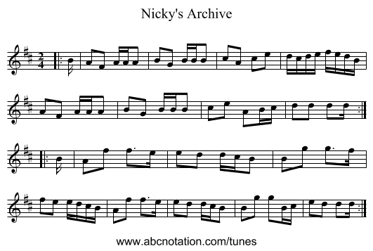 Nicky's Archive - staff notation