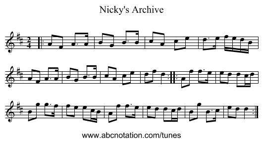 Nicky's Archive - staff notation