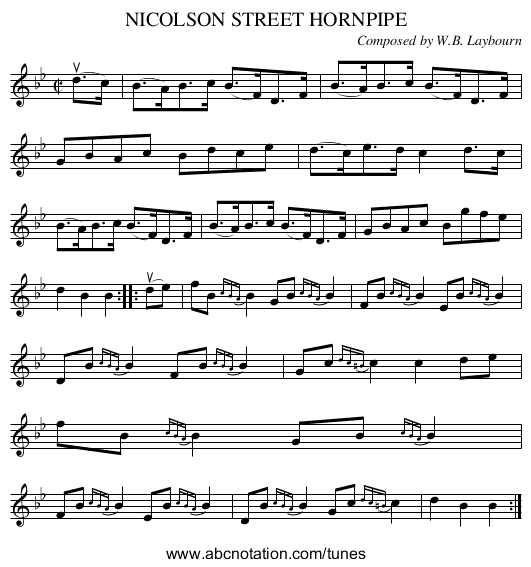 NICOLSON STREET HORNPIPE - staff notation