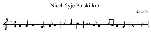 Niech ?yje Polski król - staff notation