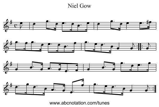 Niel Gow - staff notation