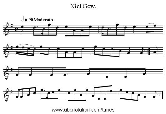 Niel Gow. - staff notation