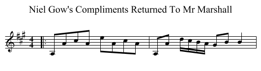 Niel Gow's Compliments Returned To Mr Marshall - staff notation