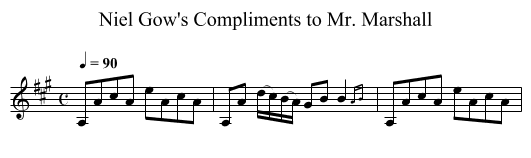 Niel Gow's Compliments to Mr. Marshall - staff notation