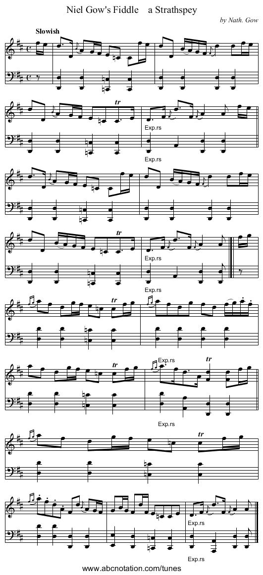 Niel Gow's Fiddle    a Strathspey - staff notation