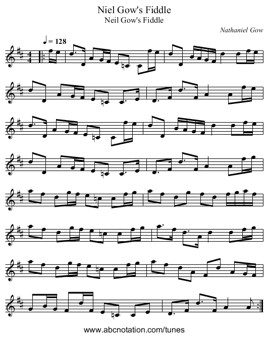 Niel Gow's Fiddle - staff notation