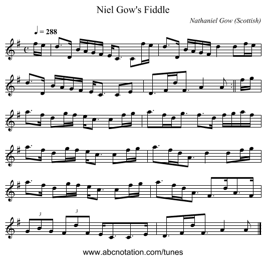 Niel Gow's Fiddle - staff notation