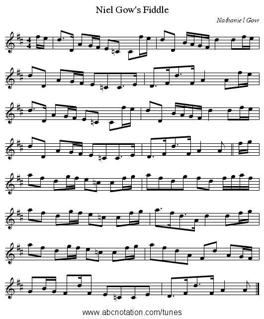 Niel Gow's Fiddle - staff notation