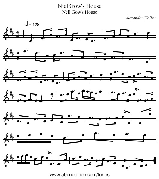 Niel Gow's House - staff notation